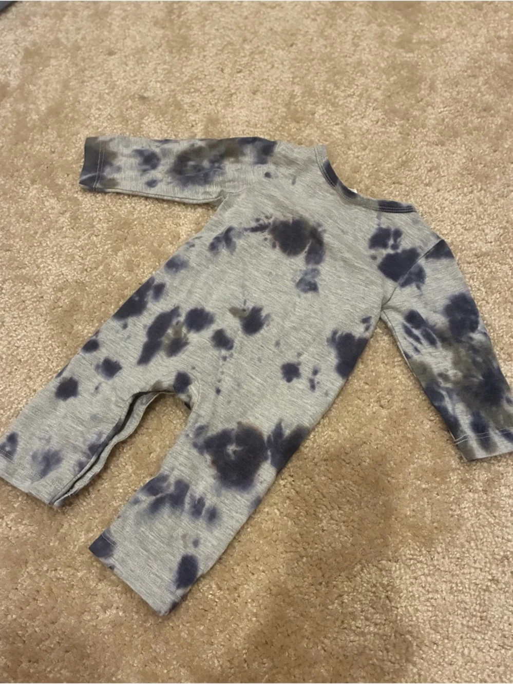 Splendid Gray & Navy Tie-Dye Baby One-Piece
